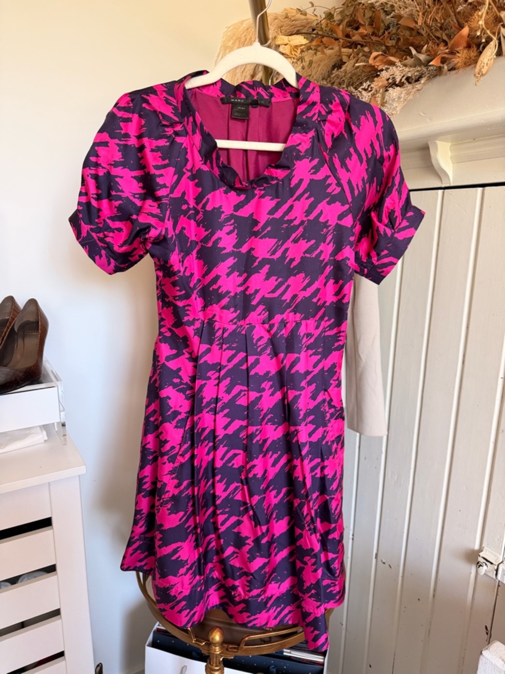 Marc Jacobs Fuchsia and Black Silk Dress